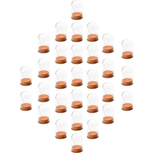 30pcs Clear Glass Dome Cover Home Glass Dome Display Jar Cover Shield Shade with Wooden Cork Table Centerpieces Home Cafe Decor