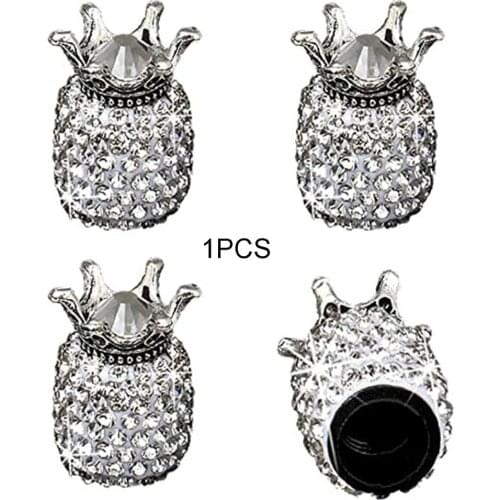 4pcs Universal Creative Diamond-studded Car Valve Core New Cross-border Car Crown Tire Cap GM Modified Valve Cap Auto Valve Cap