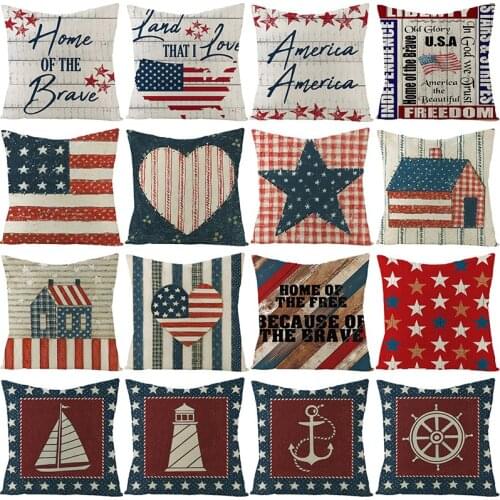 45x45cm 4th of July USA Independence Day Cushion Cover Home Decor American Flag Pillows Cover Office Sofa Throw Pillows Case
