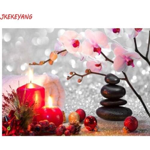 5D DIY square/round Diamond painting Flower candle and stone Cross Stitch Diamond Embroidery Pattern Rhinestone J1842