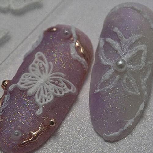 5D Nail Stickers Lace Butterfly Flower Embossed Engraved Nail Foils Women Beauty Nail Decoration Manicure Fashion DIY Decal