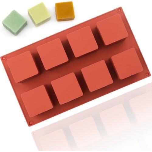SILIKOLOVE 8 Cavity Square Shape 3D Silicone Molds Cake Decorating Tools For Baking Jelly Pudding Mousse Bakeware Moulds