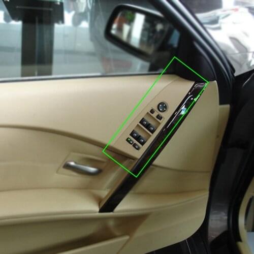 ABS Chrome Car Interior Window Lift Control Switch Button Panel Frame Cover Sticker Trim For BMW 5 Series E60 2004 2005 2006