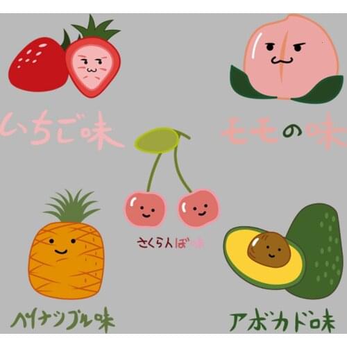 Japanese Style Cartoon Fruits Letter Printing Accessories Kawaii Honey Peach Pineapple Heat Transfer Diy Transfer Stickers