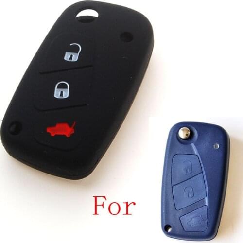 Black 3 Buttons Flip Key Case Fob Silicone Cover FIT FOR Fiat Punto Ducato Stilo Panda Idea Doblo Bravo