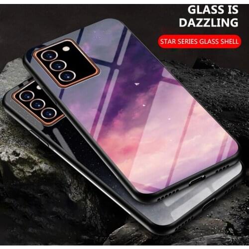 Skinlee For Samsung A03S A02S Case Starry Sky Space Tempered Glass TPU Frame For Samsung Galaxy S20 S21 FE Cover