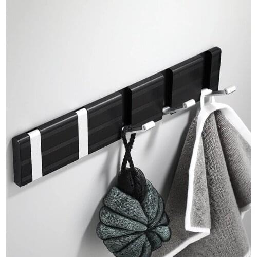 Black Creative Invisible Hook Space Aluminum Household Hook Hidden Hook Folding Hook 1-5 Hook Bathroom Hardware Accessories