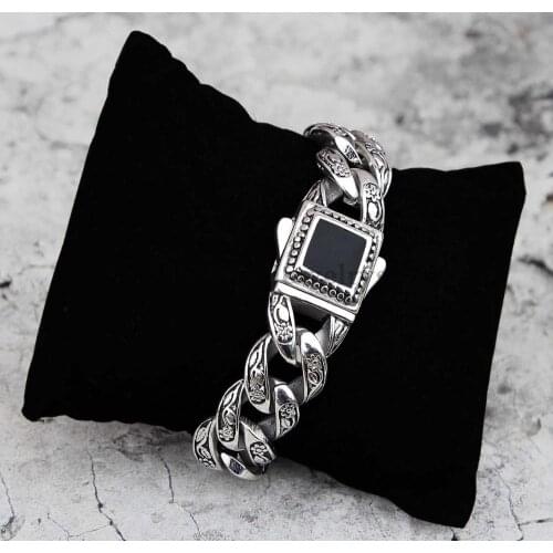 Mens Bracelet Jewelry Stainless Steel Curb Cuban Link Chain Bracelet