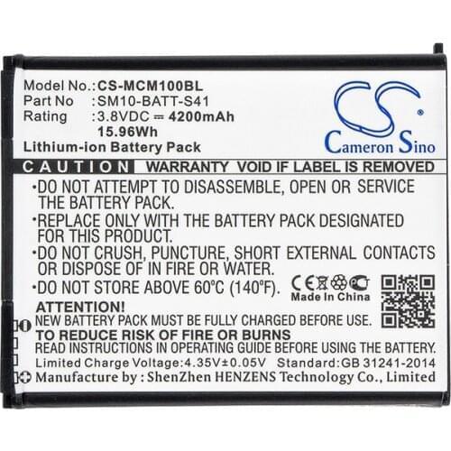 Cameron Sino 4200mAh Battery SM10-BATT-S41 for M3 Mobile SM10, SM10LTE