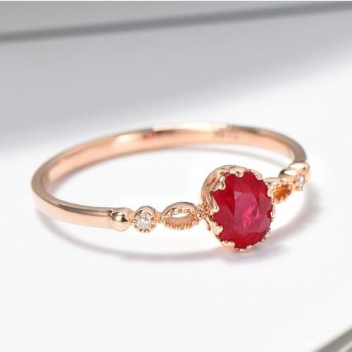 Rings For Women Delicate Japanese Style Oval Red Crystal Rose Gold Color Adjustable Gift New Fashion Jewelry KBR274