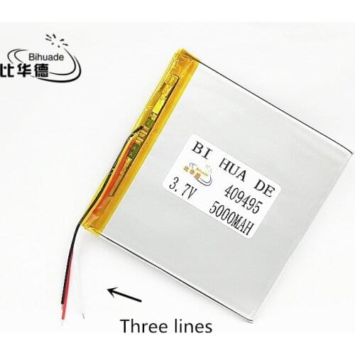 Li-Po 1pcs/lot 3 line 3.7V,5000mAH 409495 (polymer lithium ion battery) Li-ion battery for tablet pc 7 inch 8 inch 9inch
