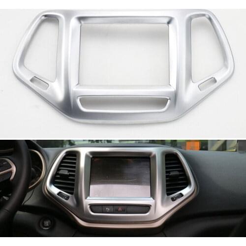 BBQ@FUKA Matte ABS Car Dashboard Console GPS Navigation Frame Cover Panel Styling Sticker Fit for Jeep Cherokee 14-16