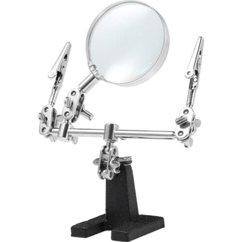 Metal Base Helping Hand Magnifier Glass Lenses 2 Alligator Clamps Third Hand Magnifying Watch Repair Tools For Jewelry Reading