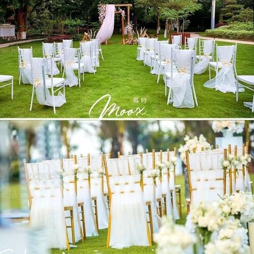 Mori Lawn Wedding Decoration Chair Back Yarn Outdoor Wedding Decoration Swiss Yarn Decorative Yarn