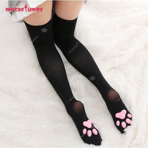 Cat Paw Pad Socks Thigh High Pink Cute 3D Kitten Claw Stockings for Girls Women Lolita Cat Cosplay