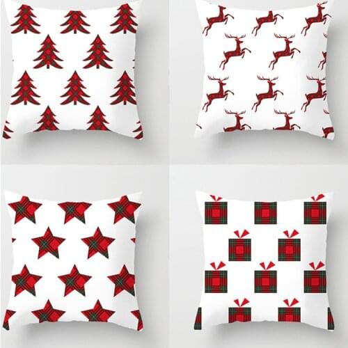2020 New Red Tartan Christmas Pillow Case Modern Nordic Geometric Print Cushion Cover Livingroom Christmas Decor Sofa Pillows