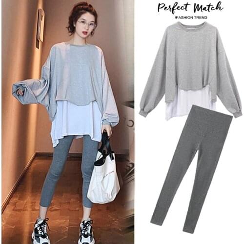 Maternity Clothes Spring Autumn New Fashion Pregnant Woman Sweater Suit Two-piece Suit Tops and Pants For Pregnancy