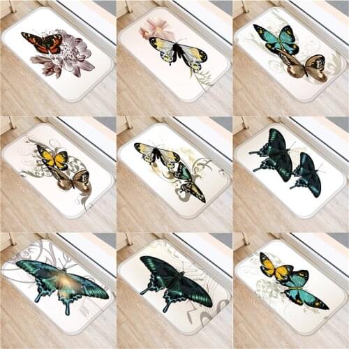 Creative Door Mat Colorful Butterfly Pattern Kitchen Doormats Non-slip Absorent Water Floor Mats Bathroom Area Carpet