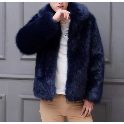 Autumn faux mink leather jacket mens winter thicken warm black white blue fur leather coat men slim jackets jaqueta de couro B46