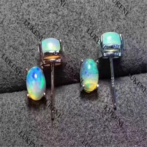 Hot Popular Earrings Jewelry Earrings With White Oval Opal 4mm*6mm Earring Engagement Gifts For Ladies