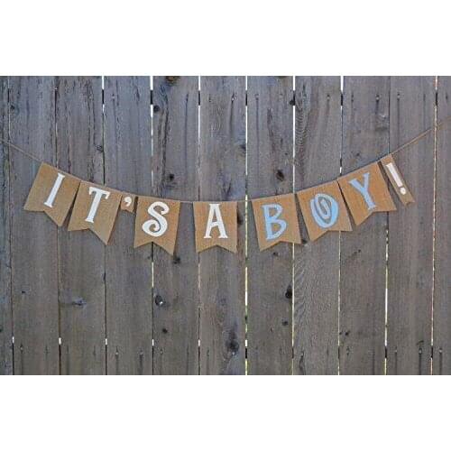 Handmade Circus Gender Reveal Its a boy burlap banner baby shower decoration birthday hessain party garland new nursery bunting