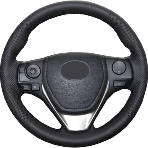 Hand Sew Wrap Car Steering Wheel Cover Suede Carbon Fiber Leather For Toyota RAV4 Corolla Auris 2012-2019 Isis Corolla Scion iM