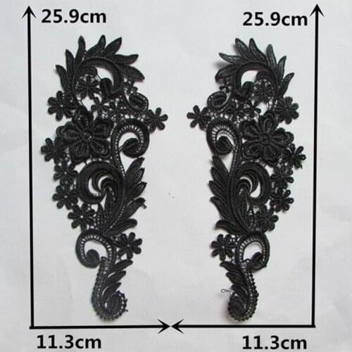 Modern 3D Embroidery black flower lace fabric trim ribbon DIY sewing applique collar cloth dubai wedding fringe guipure decor