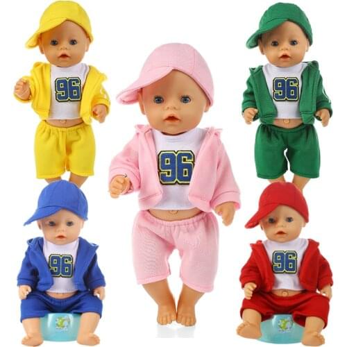 Sport Set Doll clothes+Hat Wear fit for 43cm Baby Doll , Children Best Birthday Gift(only sell clothes)