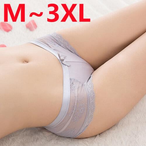 ACHEYA Big Size Sexy Lace Panties Womens Underwear Sheer Lace Briefs Knickers Soft Boxer Lace Briefs Plus Size Panty XXL XXXL