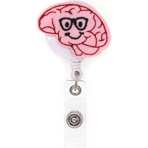 Free Shipping Brain Nurse Retractable Felt ID Badge Holder Reel