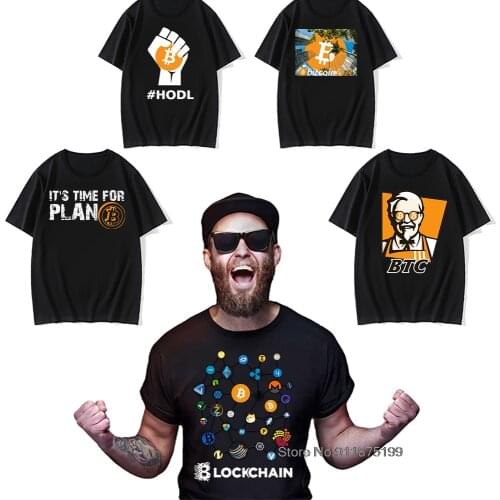 Funny Bitcoin Tshirt for Men Short Sleeve BTC Original Recipe Cryptocurrency Top Crypto Blockchain Geek Tee Shirt Cotton T-shirt