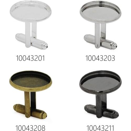 Lot of 20pcs 18mm Cuff link Blanks with round bezel setting,brass made,cufflink blank base-100432
