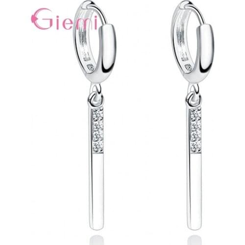 Exquisite Fashion 925 Sterling Silver Bar Dangle Earrings For Women Girl Gifts Party Rhinestone Jewelry Cubic Zircon Drop Earing