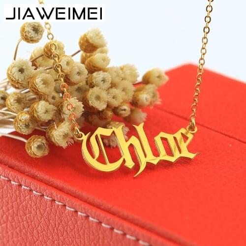 Gold Nameplate Jewelry Women Personalized 925 Sterling Silver Old English Initial Pendant Gift