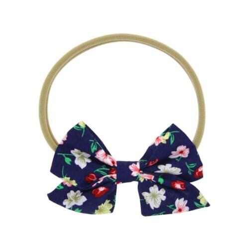 ON SALE 1PCS Baby Infant Bowknot Handmade Boutique Nylon Headband With Flower Print Bow Hair Band Toddler Hair Accessories