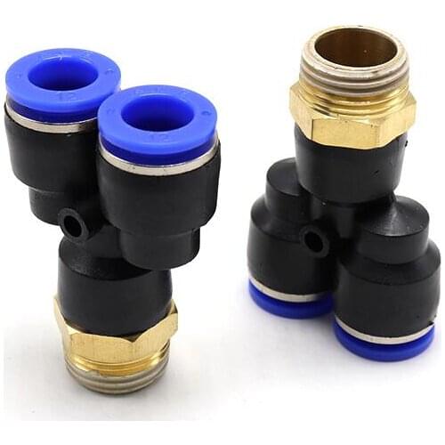 1PC PX4/6/8/10/12 Tube O/D 4mm-12mm Brass Male Thread Size 1/8" 1/4" 3/8" 1/2" Y Style Push In Fittings Pneumatic Connector