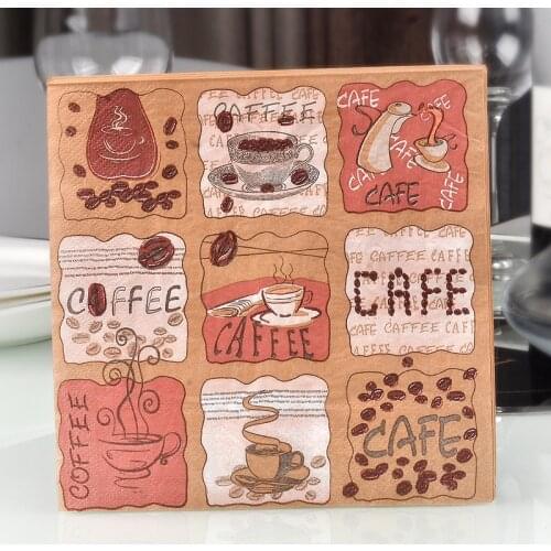 10pcs 33*33cm Coffee Theme Paper Napkins Serviettes Decoupage Decorated for Wedding Party Decoration Virgin Wood Tissues