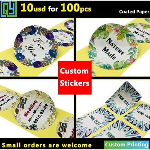 100pcs 35mm Custom Label Brand Seal Stationery Sticker Paper Cosmetic Wedding Handmade Thank You Logo Stickers Adhesive Labels