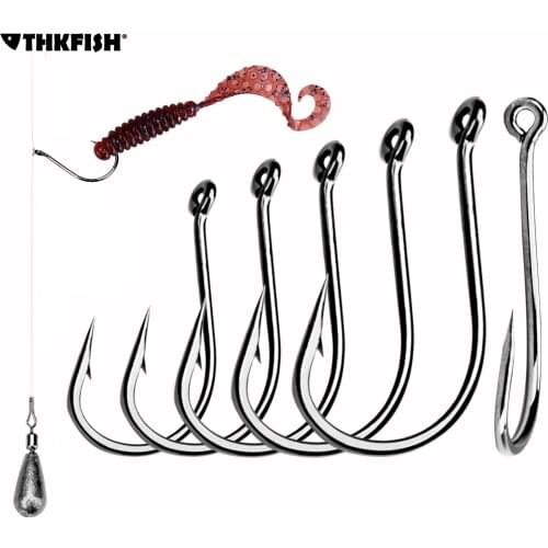 100pcs/lot Drop Shot Hooks #6 #4 #2 #1 #1/0 High Carbon Steel Barbed Fishhook Soft Worm Fishing Accessories