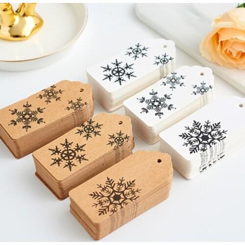 100pcs/lot Christmas snowflake tag wave head flower head retro kraft paper tag Christmas decoration card
