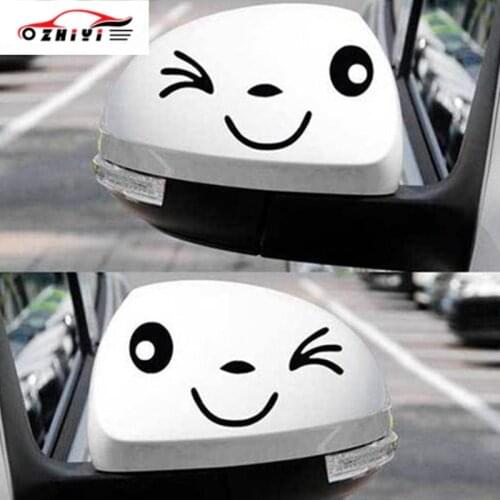 2PCS/Pair Rearview Mirror Car Styling Sticker Waterproof Vinyl Cute Decorative A Smiley Face Body Decal for Fit All Models