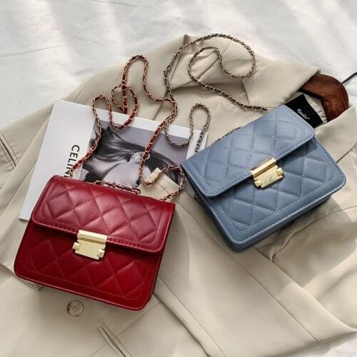 2020 New Fashion Lingge Chain Bag Simple Ins Single Shoulder Crossbody Bags for Women Small Square Bag Mobile Phone Bag Satchels