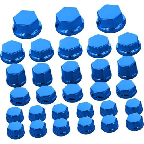 30Pc Motorcycle Nut Screw Cover for Yamaha for Kawasaki for Honda Blue