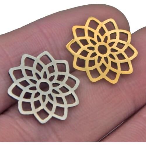 5pcs Stainless Steel Dreamcatcher Lotus Flower Gold Connectors Pendant Charms Fashion DIY Jewelry Making Findings Aka Sorority