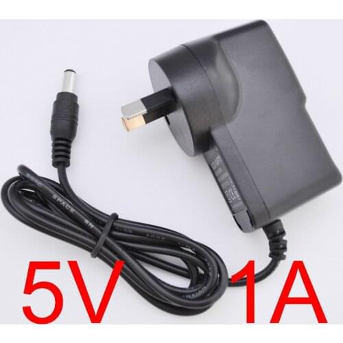50PCS 5V1A AC 100V-240V Converter Adapter DC 5V 1A 1000mA Switching power supply AU 2 Plug DC 5.5mm x 2.1mm