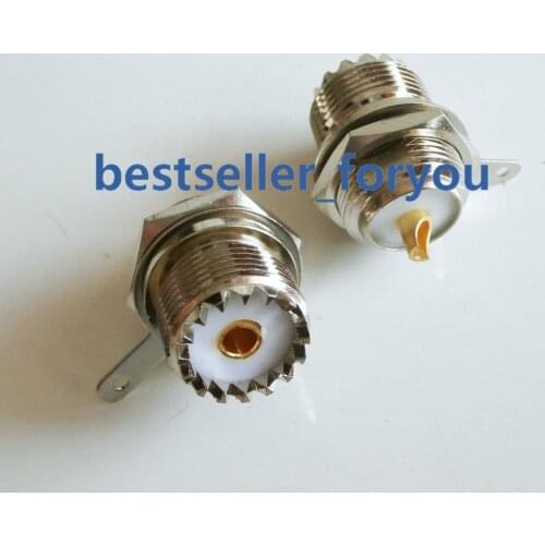 5X Connector UHF Female SO239 SO-239 Jack Bulkhead Solder Panel Mount Straight New