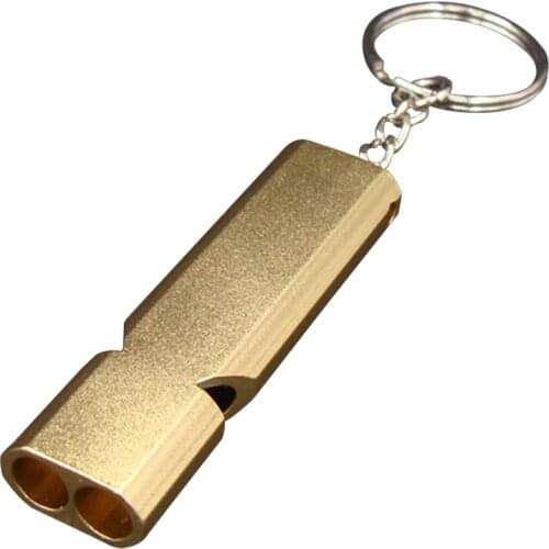 Aluminum Double Tubes Whistle 120 Decibels High Decibel Outdoor Life-Saving Emergency Whistle Wilderness Survival Gadget