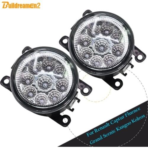 Buildreamen2 For Renault Captur Fluence Grand Scenic Kangoo Koleos 1 Pair Car LED Light Fog Light Lamp DRL Daytime Running Light