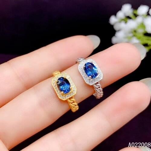 KJJEAXCMY fine jewelry 925 sterling silver inlaid natural blue topaz ring vintage new female gemstone ring fashion support test