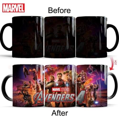 Disney Mugs Marvel Superheroes Color Change Bone Ceramic Mugs Creative Heat Resistant Large Capacity Coffee Mugs Gift Mugs